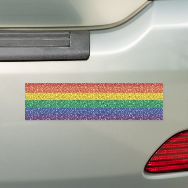 Rainbow Pride Glitter Sparkle Car Magnet (In Situ)