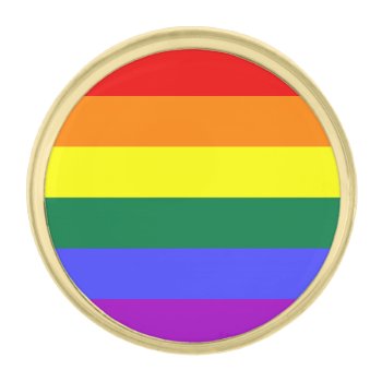 Rainbow Pride Gold Finish Lapel Pin by equallyhuman at Zazzle
