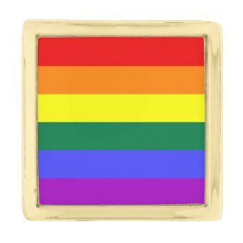 Rainbow Pride Gold Finish Lapel Pin by equallyhuman at Zazzle