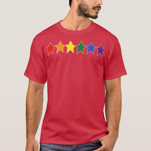 Rainbow Pride Graphic White Line Row T_Shirt