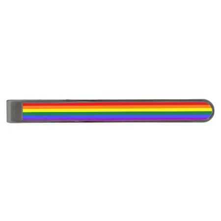 Rainbow Pride Gunmetal Finish Tie Clip