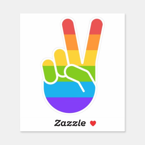 Rainbow Pride Hand Peace Sign Kiss Cut Sticker