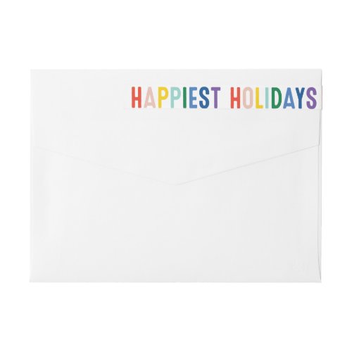 Rainbow Pride Happiest Holidays  Return Address Wrap Around Label