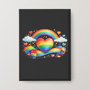 Rainbow Pride Heart – Colorful LGBTQ+ Love Design Button
