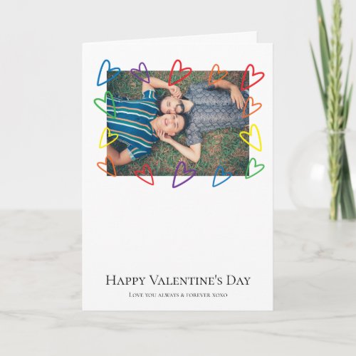 Rainbow Pride Heart Frame Photo LGBT Gay Valentine Holiday Card