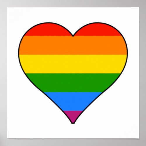 Rainbow Pride Heart Love Wall Art Poster 