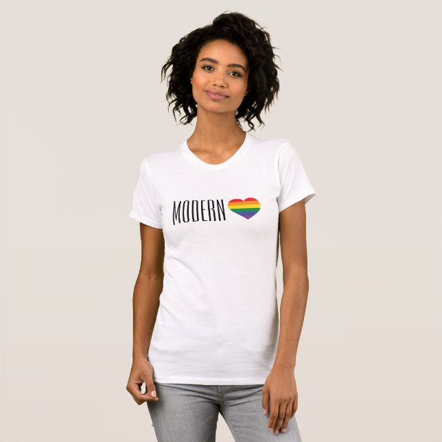 Rainbow Pride Heart Modern Love T-Shirt (Front Full)