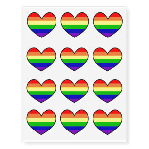 Rainbow Pride Hearts Temporary Tattoos