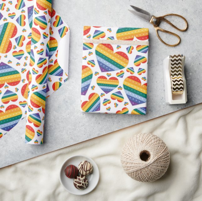 Rainbow Pride Hearts Wrapping Paper (Crafts)