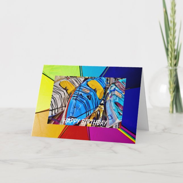 Rainbow Pride Kayak Birthday 5" x 7" Birthday Card (Front)