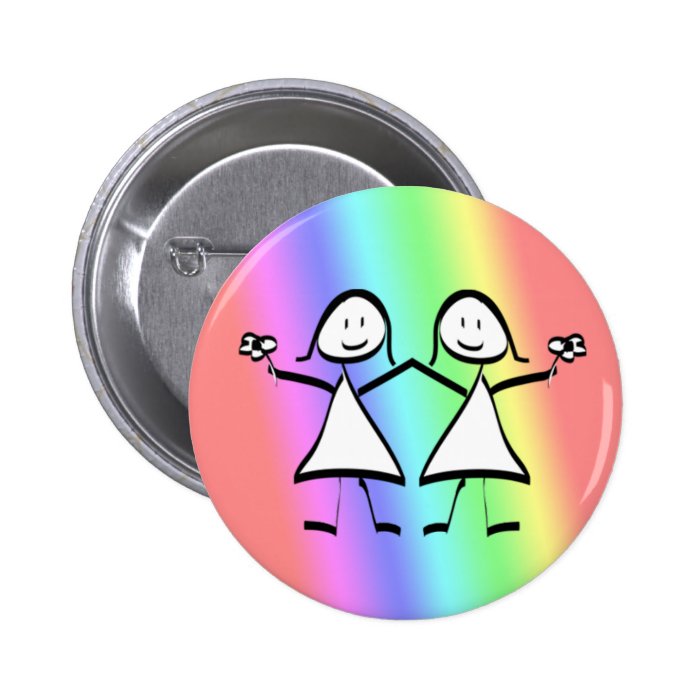 Rainbow Pride Lesbian Brides Pinback Buttons