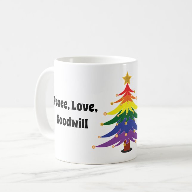 RAINBOW pride lgbt christmas gay lesbian bisexual Coffee Mug (Front Left)