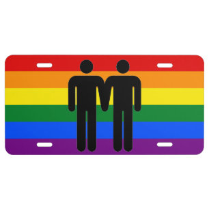 Rainbow Pride LGBT Gay Couple License Plate