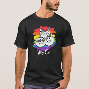Rainbow Pride Lgbt Gay Flag Ally Cat 1 T-Shirt