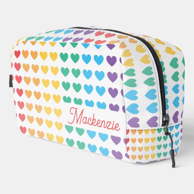 Rainbow Pride LGBT Love Heart Personalized Dopp Kit (Right Corner)