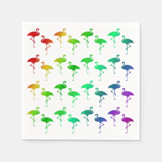 Rainbow Pride LGBTQ Flamingos Pattern Paper Napkins (Front)