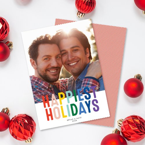 Rainbow Pride LGTBQ Happiest Holidays  Photo Card