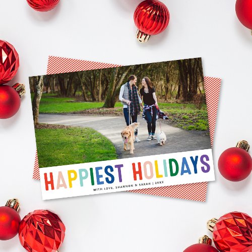 Rainbow Pride LGTBQ Happiest Holidays  Photo Card