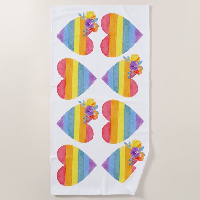 Rainbow Pride Love Beach Towel (Front)