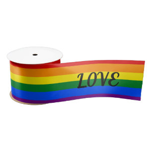 Rainbow Pride Love Satin Ribbon
