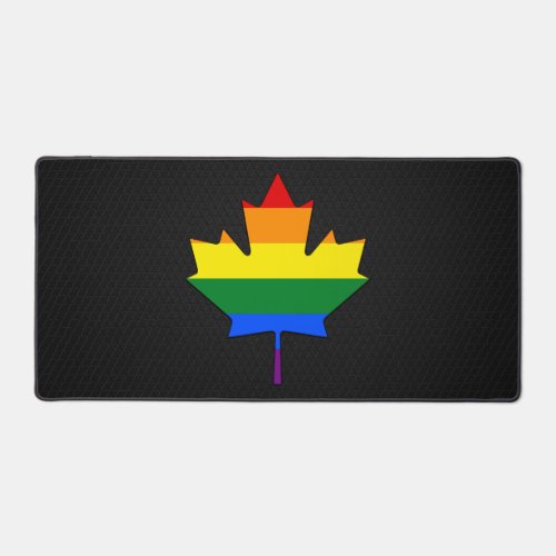 Rainbow pride maple leaf  desk mat