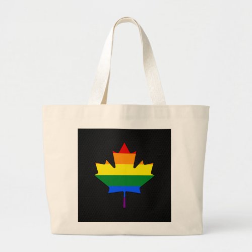 Rainbow pride maple leaf  large tote bag