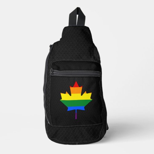 Rainbow pride maple leaf  sling bag