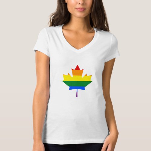 Rainbow pride maple leaf T_Shirt