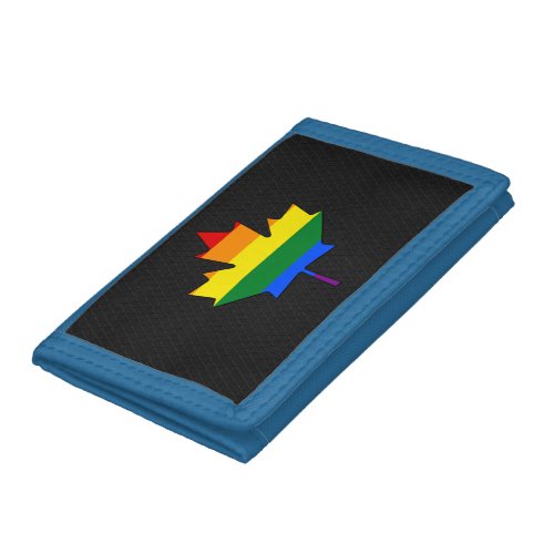 Rainbow pride maple leaf  trifold wallet