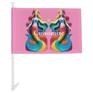 Rainbow Pride Mermaid Thunder_Cove Car Flag
