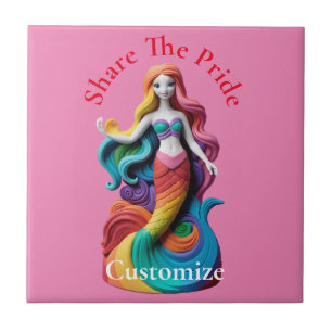 Rainbow Pride Mermaid Thunder_Cove Ceramic Tile
