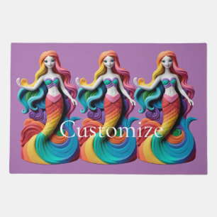 Rainbow Pride Mermaid Thunder_Cove Doormat