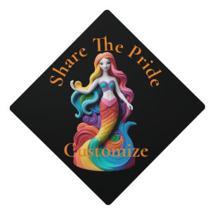 Rainbow Pride Mermaid Thunder_Cove  Graduation Cap Topper