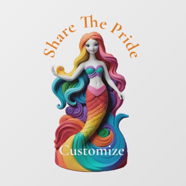 Rainbow Pride Mermaid Thunder_Cove  Window Cling (Sheet)