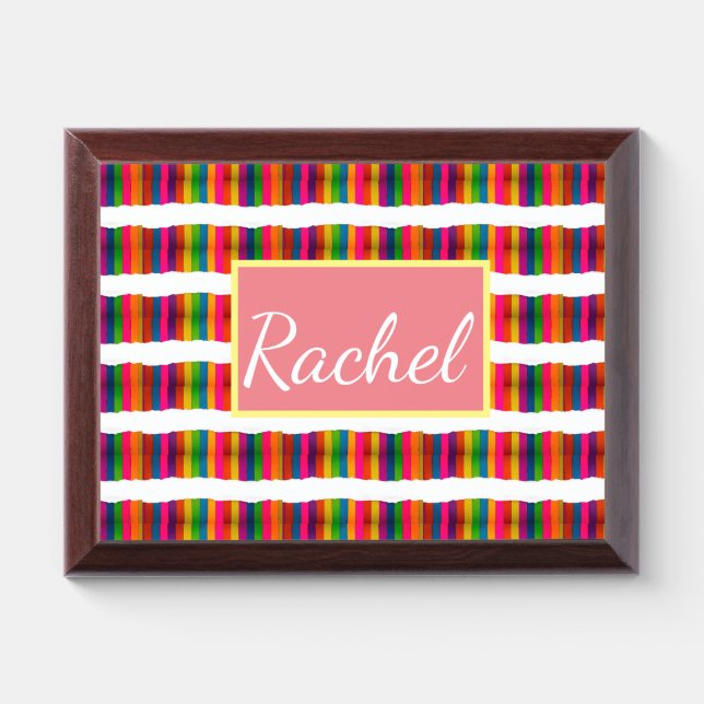 Rainbow pride month back to school add name text award plaque (Horizontal)