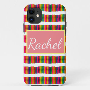 Rainbow pride month back to school add name text iPhone 11 case