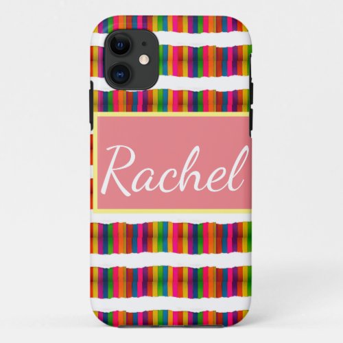 Rainbow pride month back to school add name text iPhone 11 case