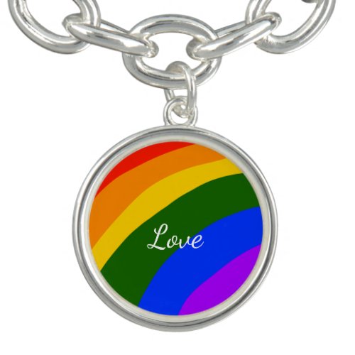 Rainbow pride month love add name text art bracelet