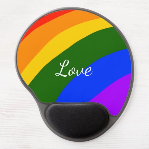 Rainbow pride month love add name text art gel mouse pad