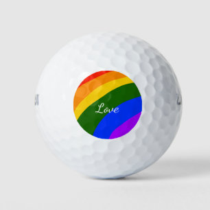 Rainbow pride month love add name text art golf balls
