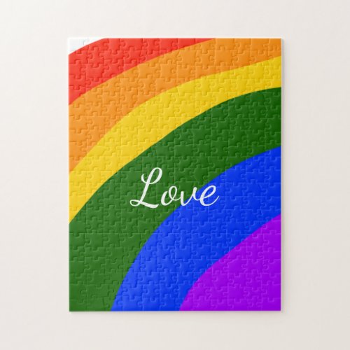 Rainbow pride month love add name text art jigsaw puzzle