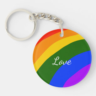 Rainbow pride month love add name text art keychain
