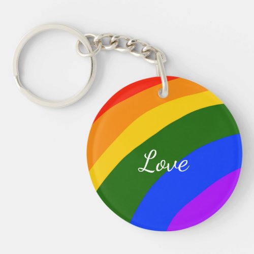 Rainbow pride month love add name text art keychain