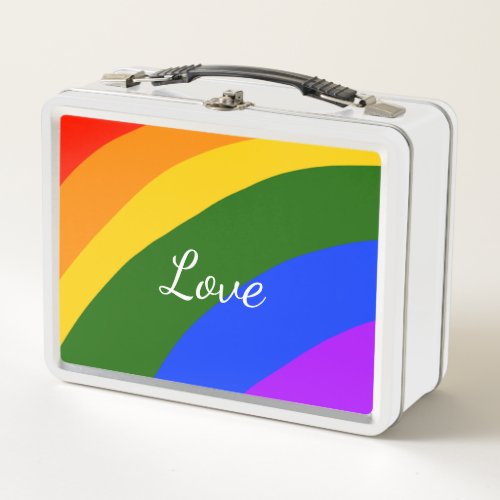 Rainbow pride month love add name text art metal lunch box