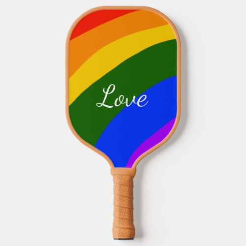 Rainbow pride month love add name text art pickleball paddle