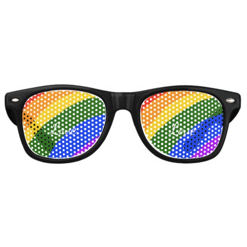 Rainbow pride month love add name text art retro sunglasses