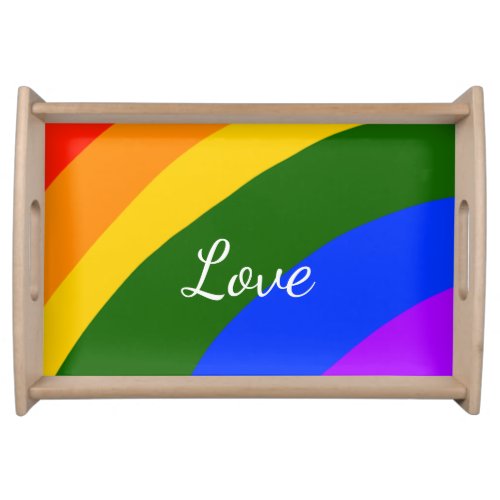 Rainbow pride month love add name text art serving tray