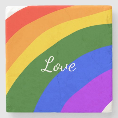 Rainbow pride month love add name text art stone coaster