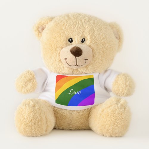 Rainbow pride month love add name text art teddy bear