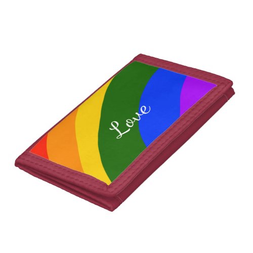 Rainbow pride month love add name text art trifold wallet
